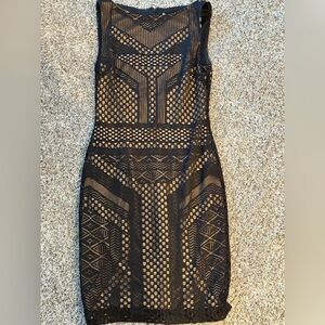 Gorgeous Cache Black Geometric Lace Dress